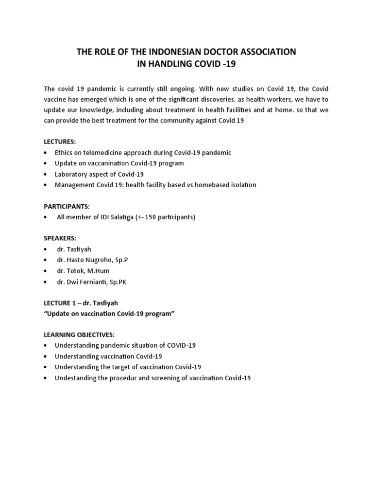 Indonesian Doctors' Role in COVID-19 | PDF