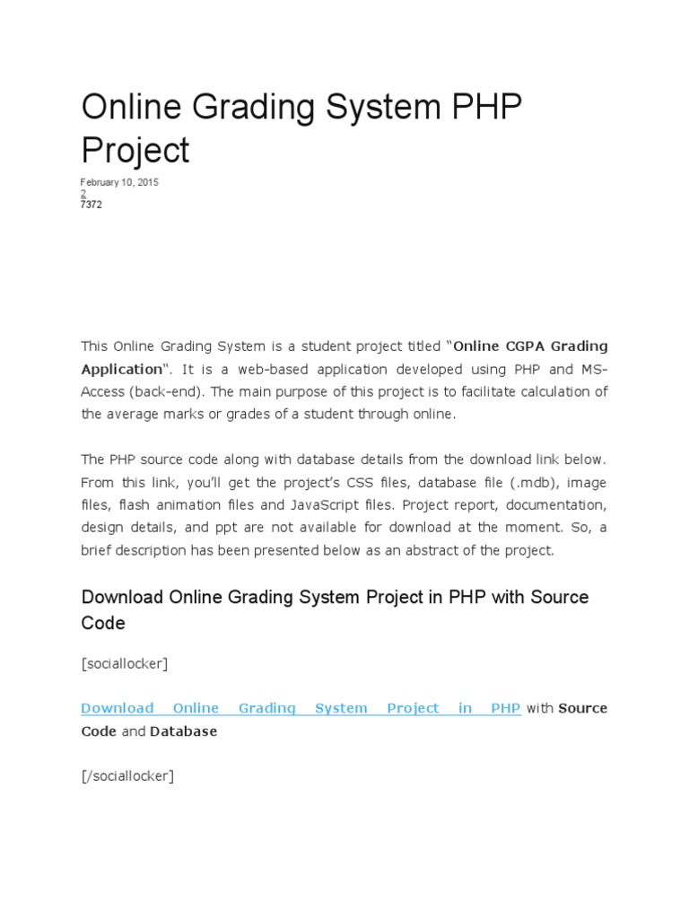 Online Grading System Project in PHP With Source Code | PDF | Php ...