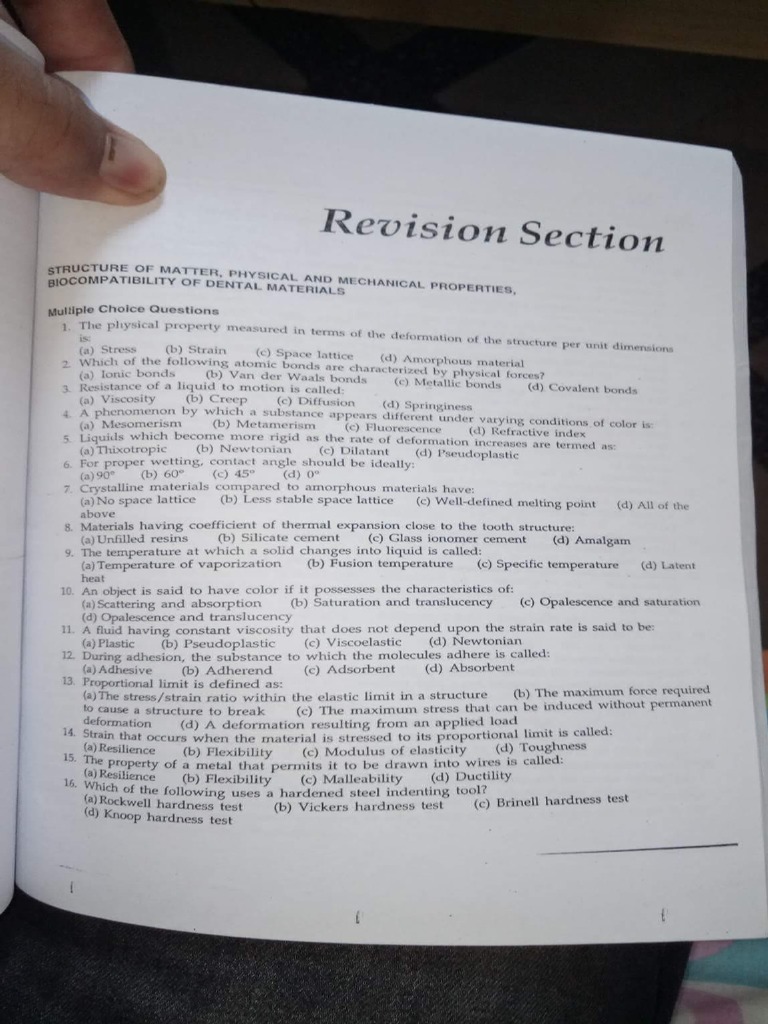 Sharmilla Dental Materials Mcqs PDF