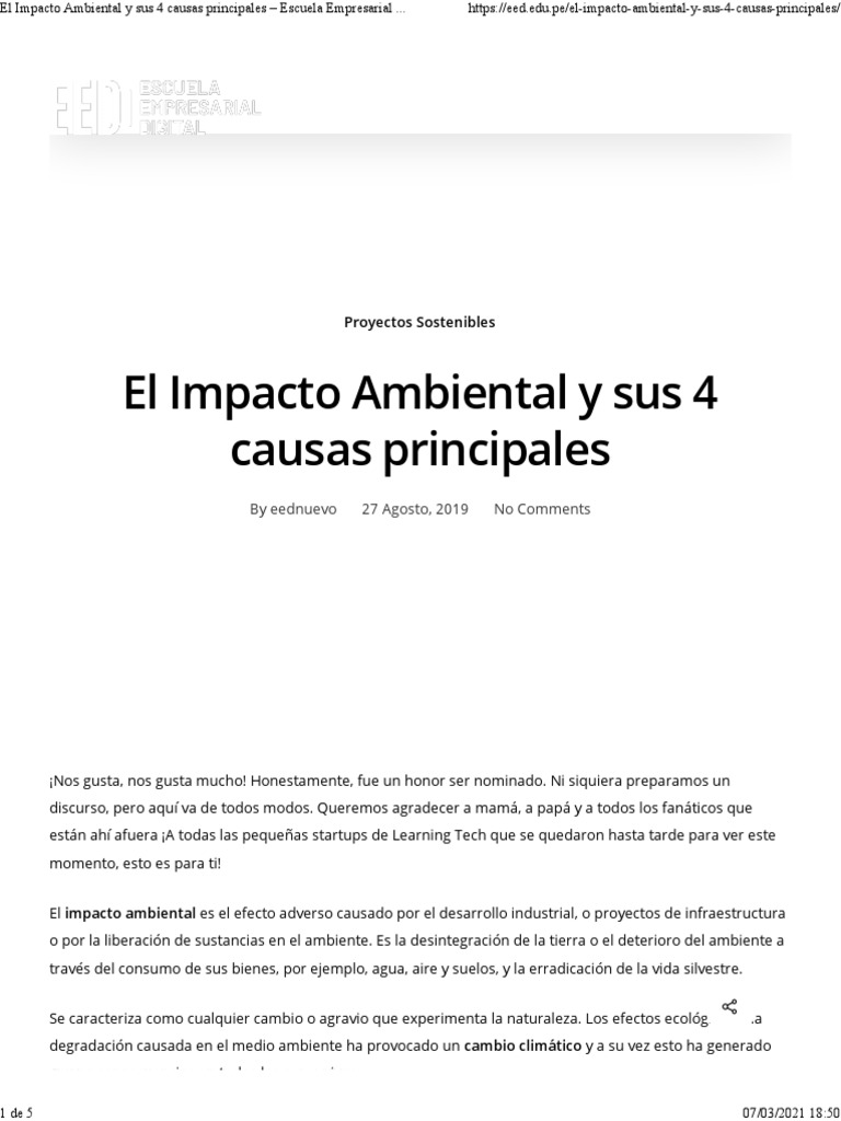 Causas del Impacto Ambiental | PDF | Entorno natural | Contaminación