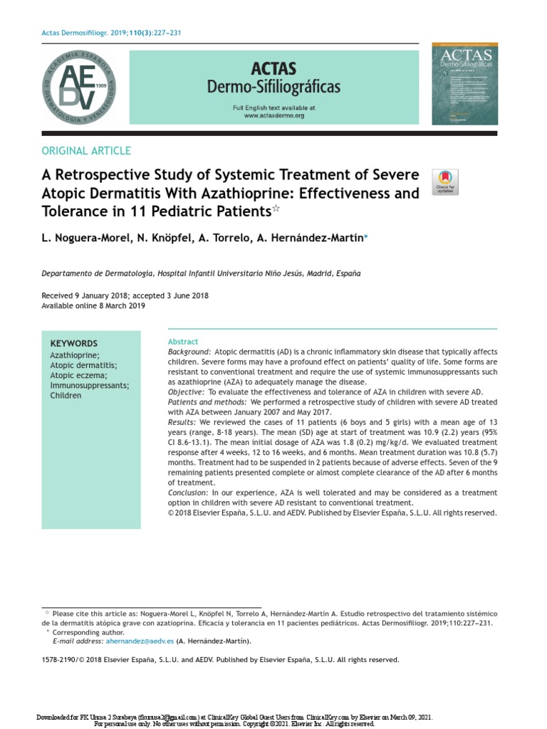 A Retrospective Study of Systemic Treatment of Severe Atopic Dermatitis ...