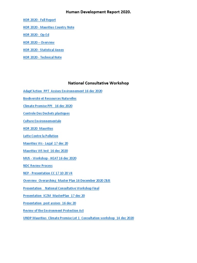 Human Development Report 2020 Pdf