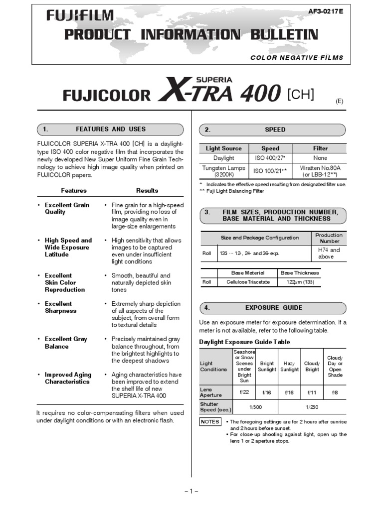 Light Source Speed Filter: Daylight ISO 400/27° None Tungsten Lamps ISO ...