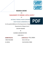 Research Report: "Management of Working Capital in NTPC"