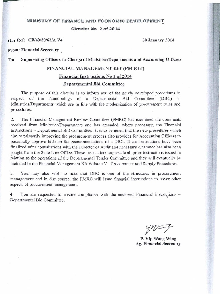 duties of secretary departmental bid committee mauritius