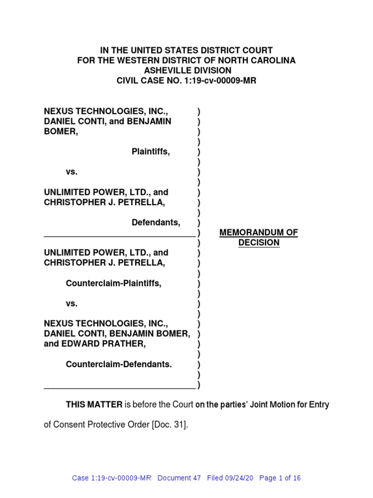 On The Parties' Joint Motion For Entry of Consent Protective Order (Doc