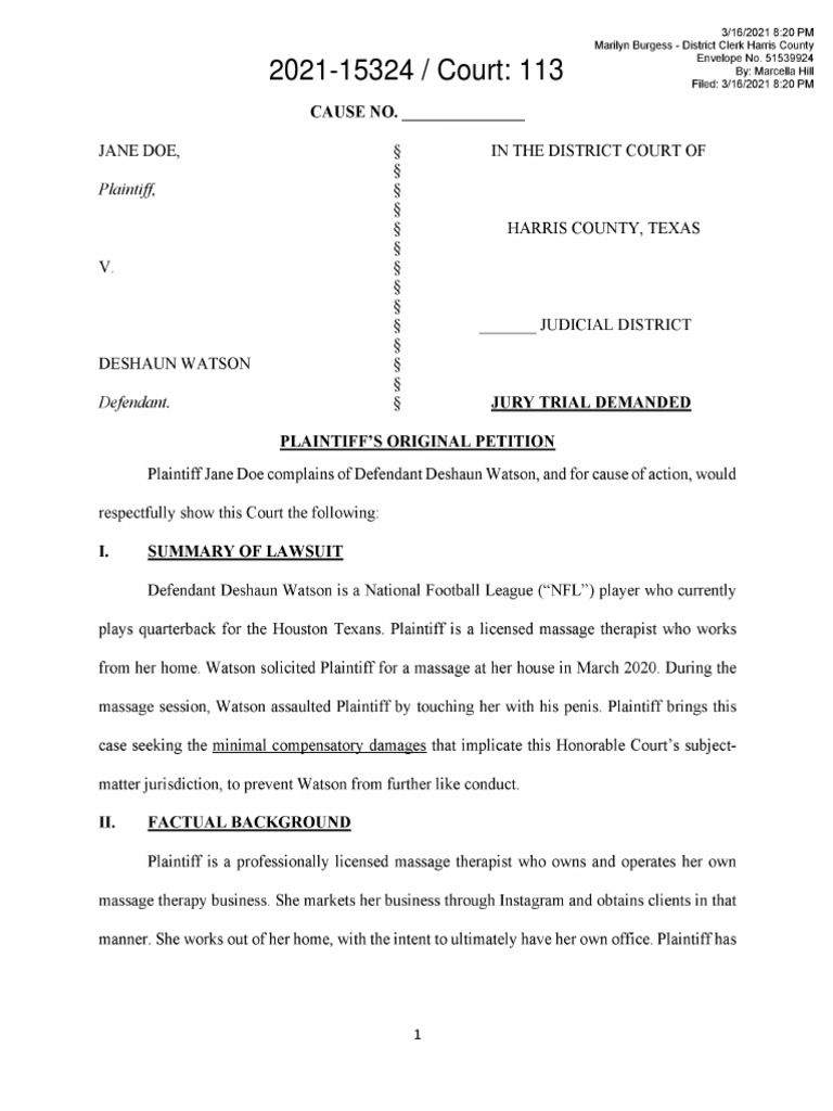 Deshaun Watson lawsuit