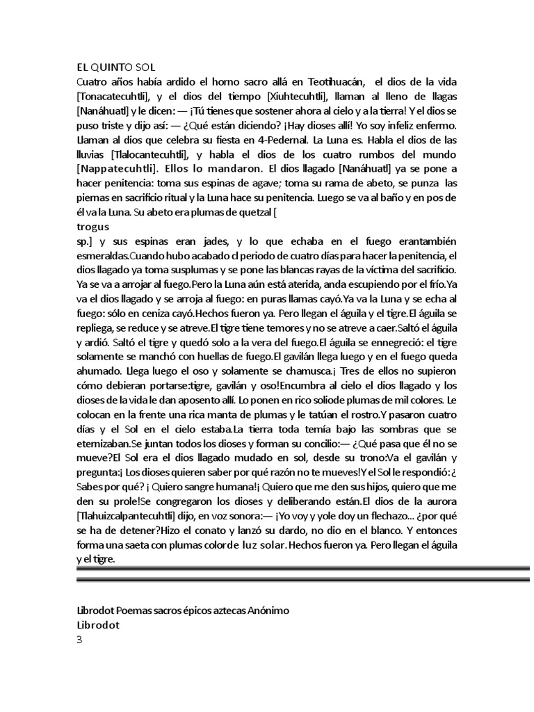 El Quinto Sol Azteca PDF azteca