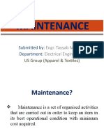Maintenance: Submitted By: Department