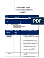 Lecture Schedule & Note Department of Humanities & Social Sciences Spring 2020