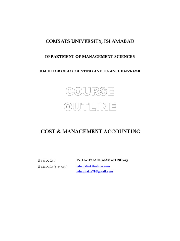 Cost Accounting Principles and Applications An Overview of the Cost