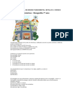 Atividades Diagnóstica de Geografia Sétimo Ano