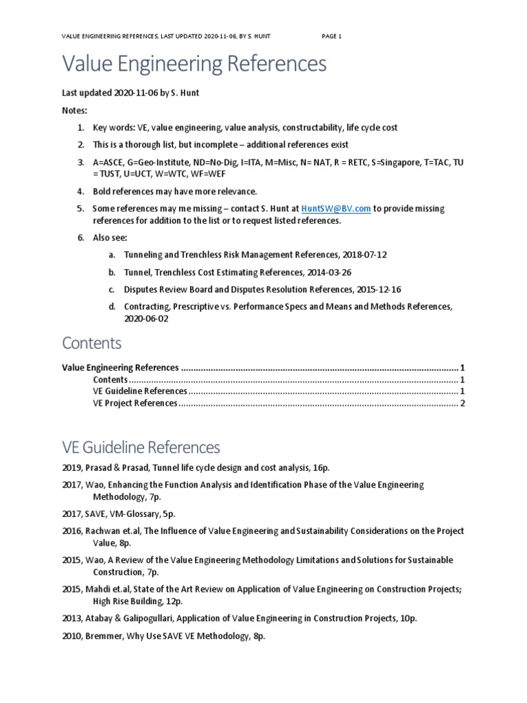 Value Engineering References, 2020-11-06 | Download Free PDF | Product ...
