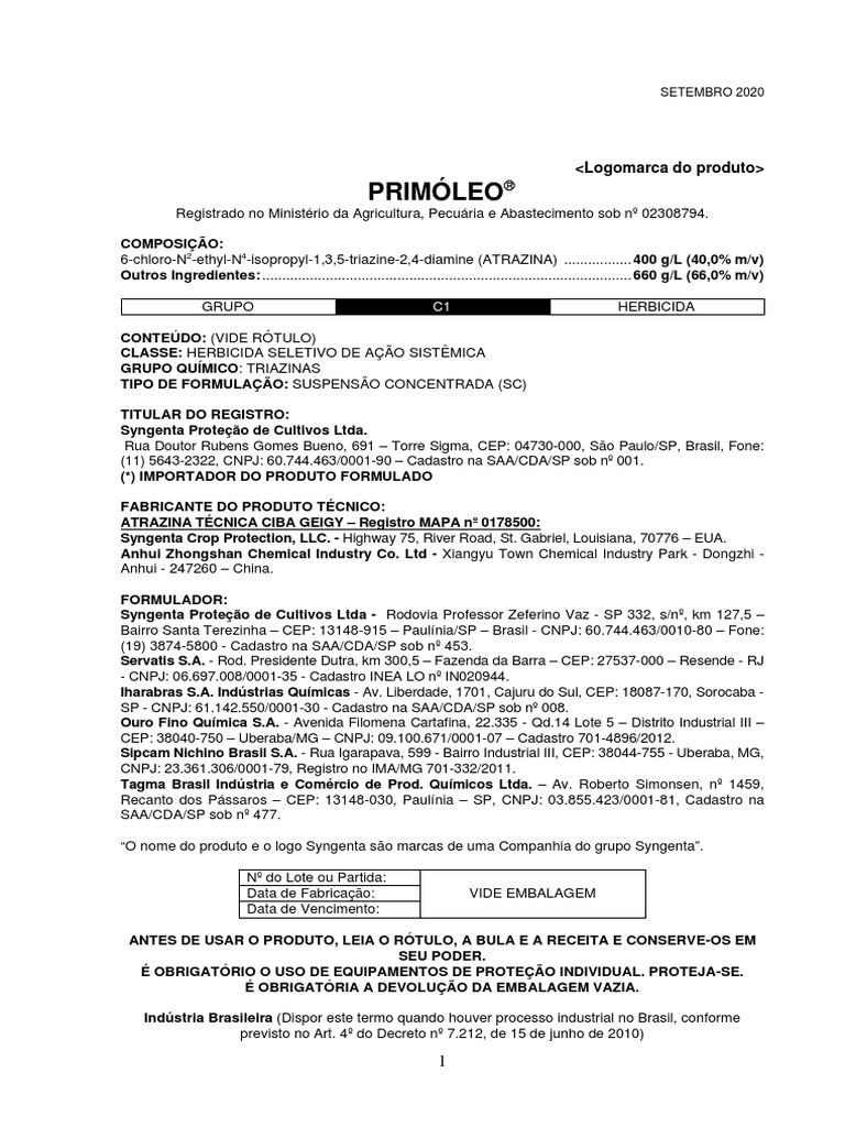 Primoleo 0, PDF, Embalagem e rotulagem