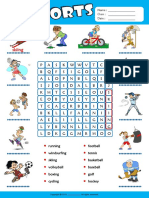 Sports Esl Vocabulary Word Search Worksheet For Kids