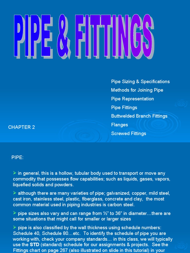 Pipe Sizing & Specifications Methods For Joining Pipe Pipe ...