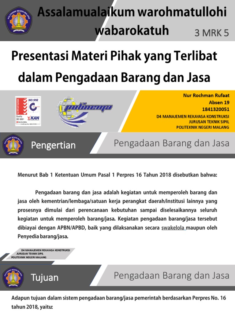 Presentasi Materi Pengadaan Barang Dan Jasa | PDF