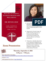 Return To School Student Health and Well-Being Session For Parent With Dr. Monica Hau September 3