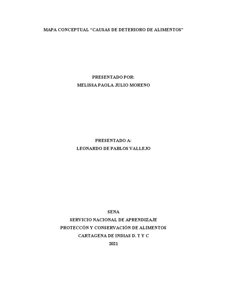 Mapa Conceptual: Deterioro de Alimentos | PDF | Alimentos | Microorganismo