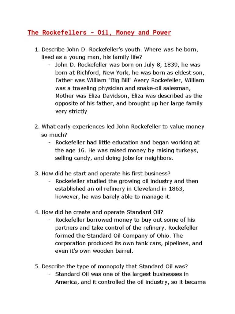 The Rockefellers Oil, Money and Power PDF John D. Rockefeller