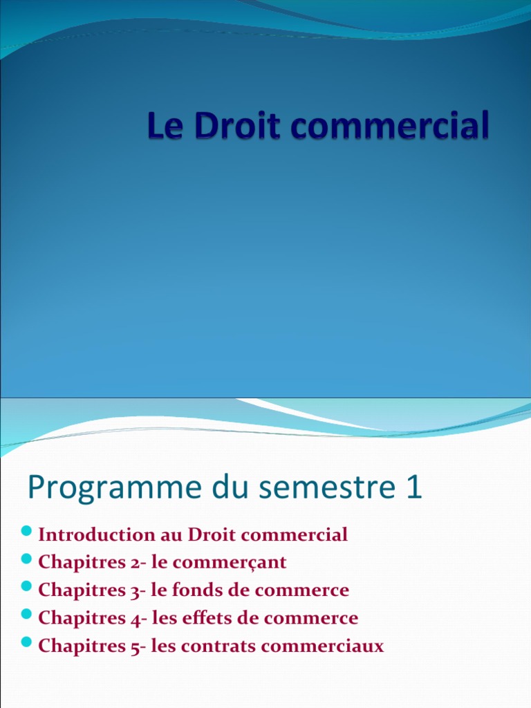 Le Droit Commercial PDF Justice Crime et violence