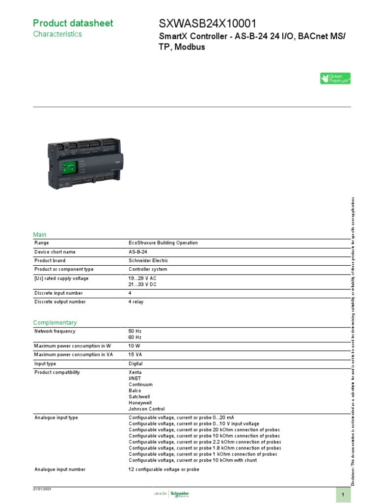EcoStruxure™ Building Operation - SXWASB24X10001 | PDF | Electrical ...
