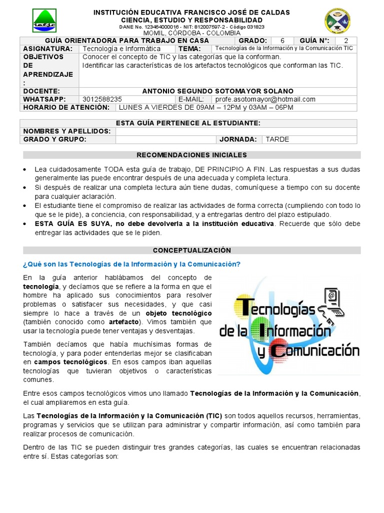 Guía de Tecnología e Informática 6° | PDF | Tecnología de información y ...