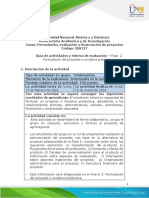 Guía de Actividades y Rúbrica de Evaluación - Unidad 1 - Fase 2 - Formulación de Un Proyecto o Iniciativa Productiva