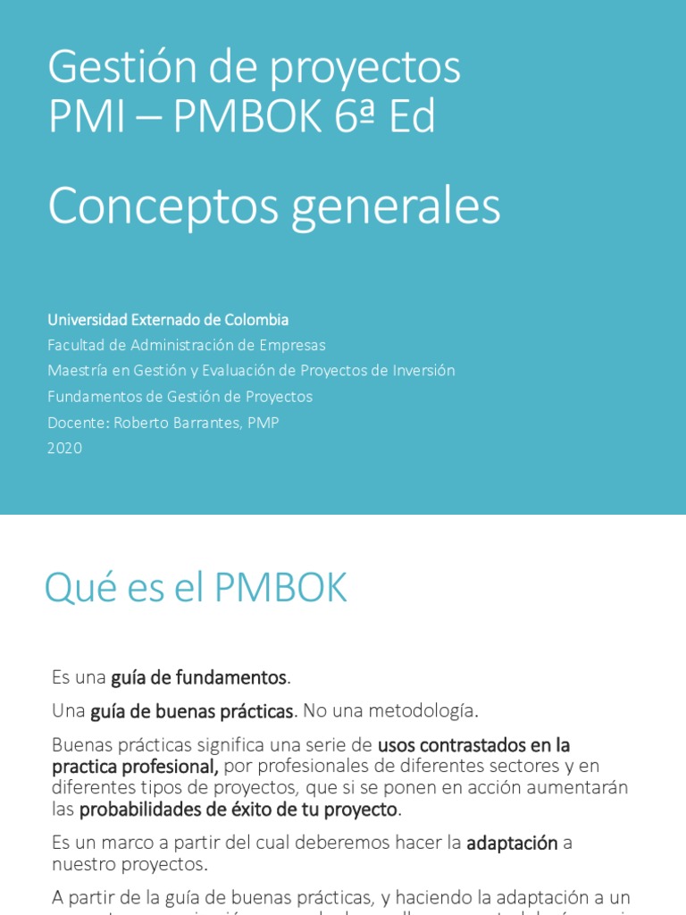 PMBOK 6 - Conceptos | PDF | Evaluación del ciclo de vida | Gestión de ...