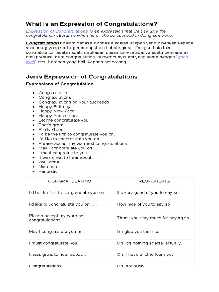 Understanding Expressions of Congratulations | PDF
