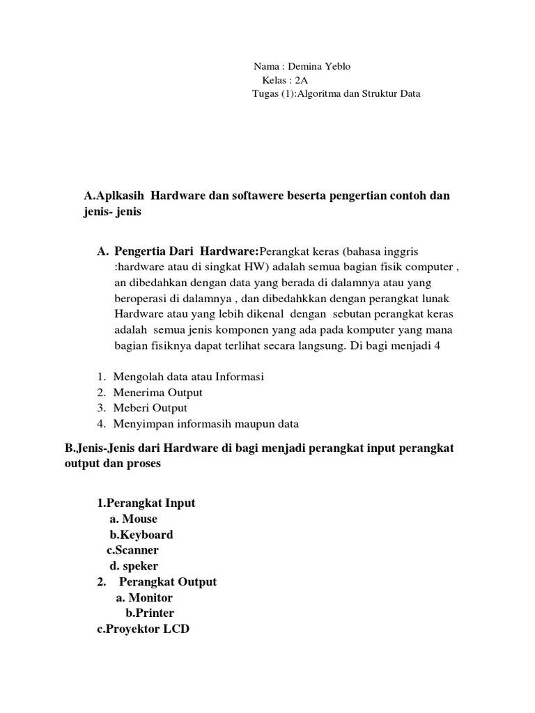Hardware dan Software: Pengertian dan Contoh | PDF | Komputer ...