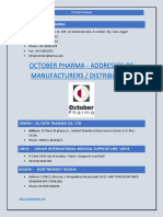 October Pharma - Addresses of Manufacturers / Distributors