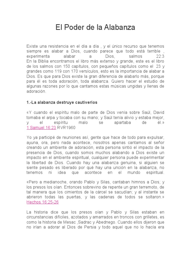 El Poder de La Alabanza | PDF | Salmos | Jesús