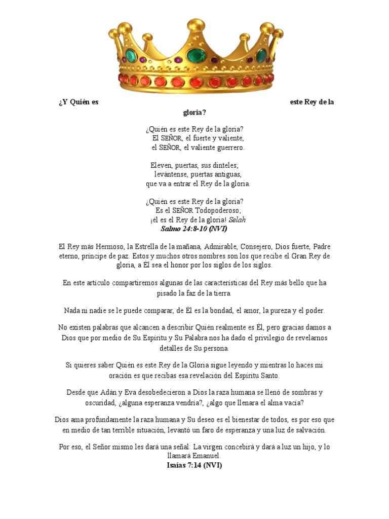 Características del Rey de la Gloria | PDF | Salvación | Jesús