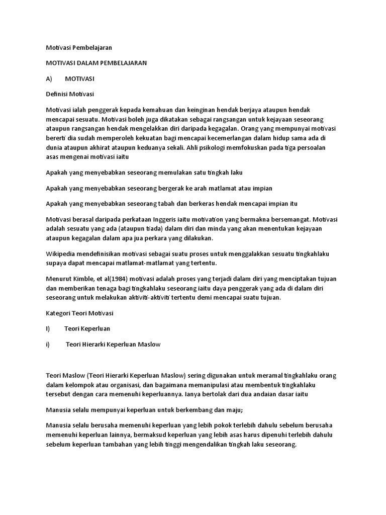 Motivasi Pembelajaran Pdf