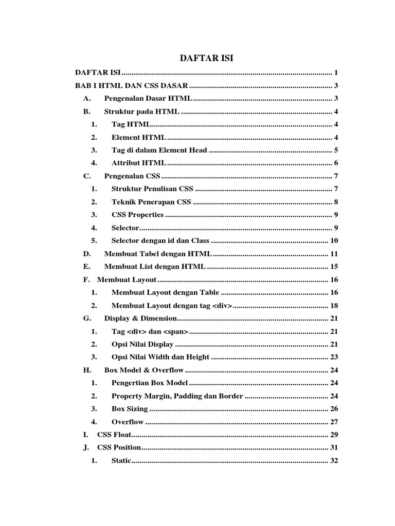 Bab 1 HTML Dan CSS | PDF