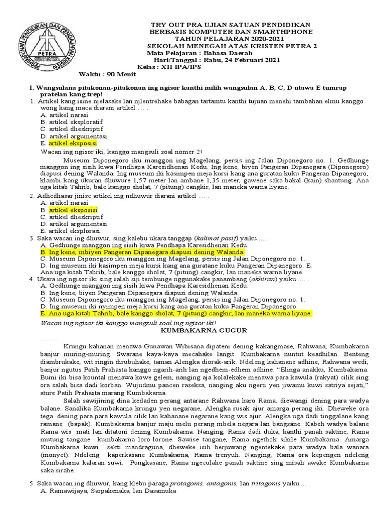 Soal To Pra Usp Kelas Xii