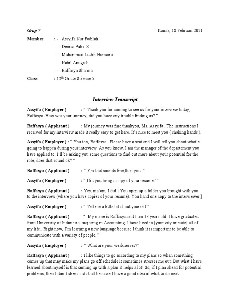 Interview Conversation Script | PDF | Accounts Payable | Business