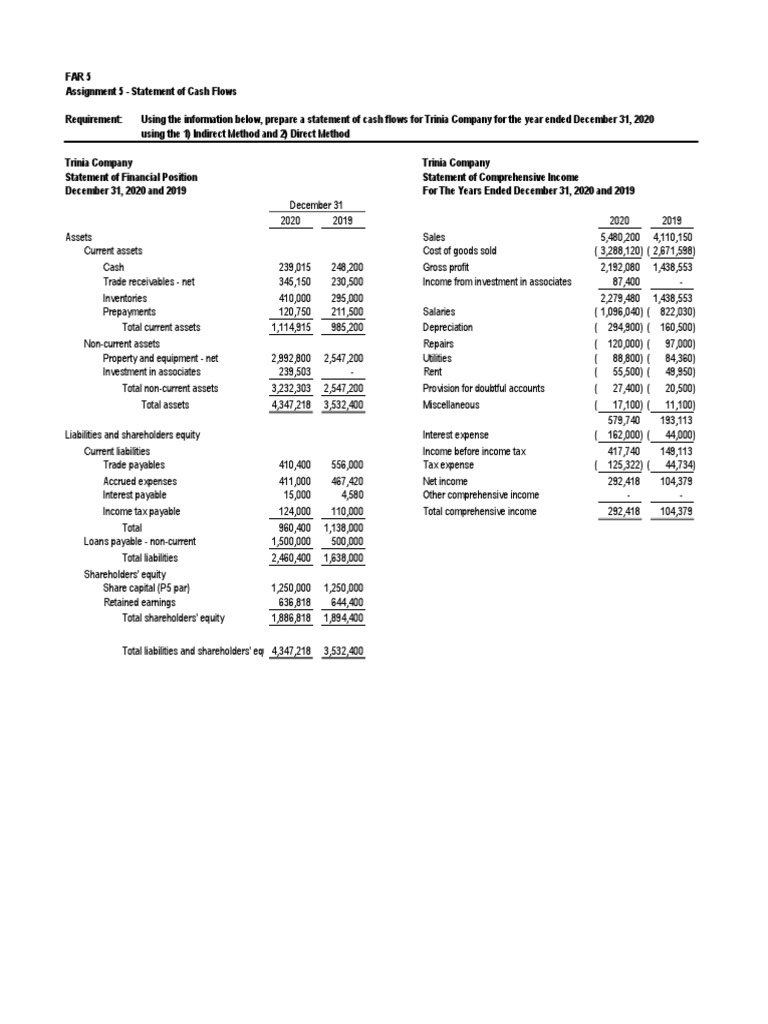 Assignment 5 - Statement of Cash Flows | PDF | Cash Flow Statement ...