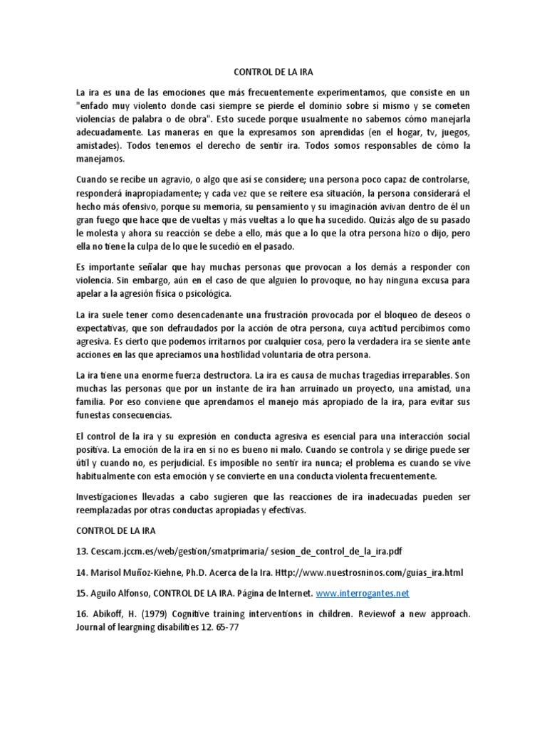 Control de La Ira | PDF | Ira | Las emociones