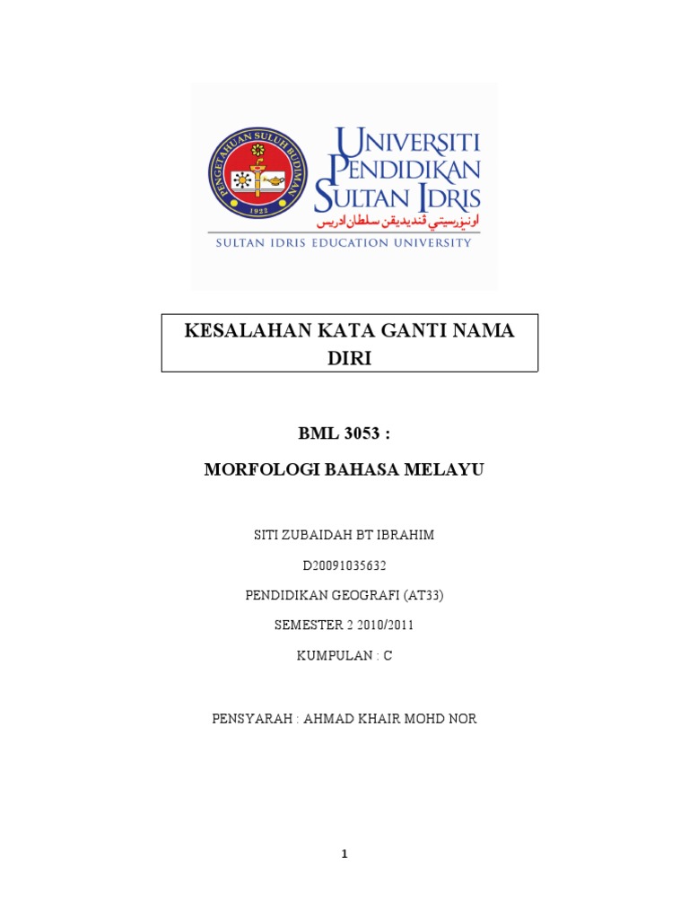 Konsep Kata Ganti Nama Diri