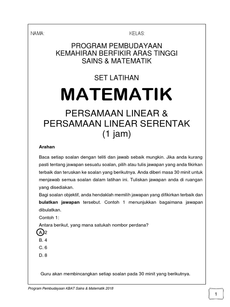 S8 Persamaan Linear Pdf