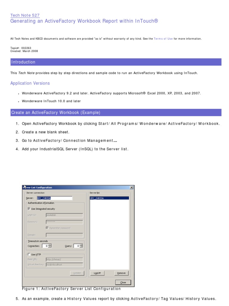 Tech Note 527 - Generating An ActiveFactory Workbook Report Within ...