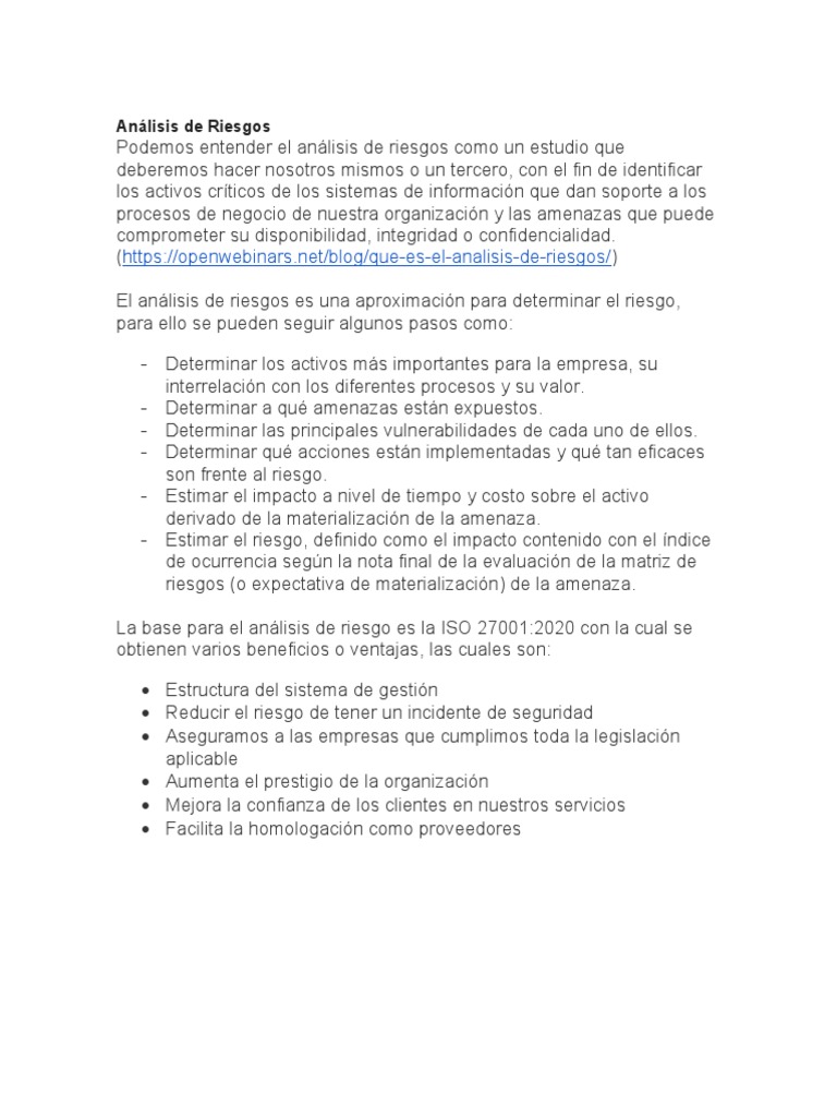 Análisis de Riesgos en TI: Guía Completa | PDF | La seguridad ...