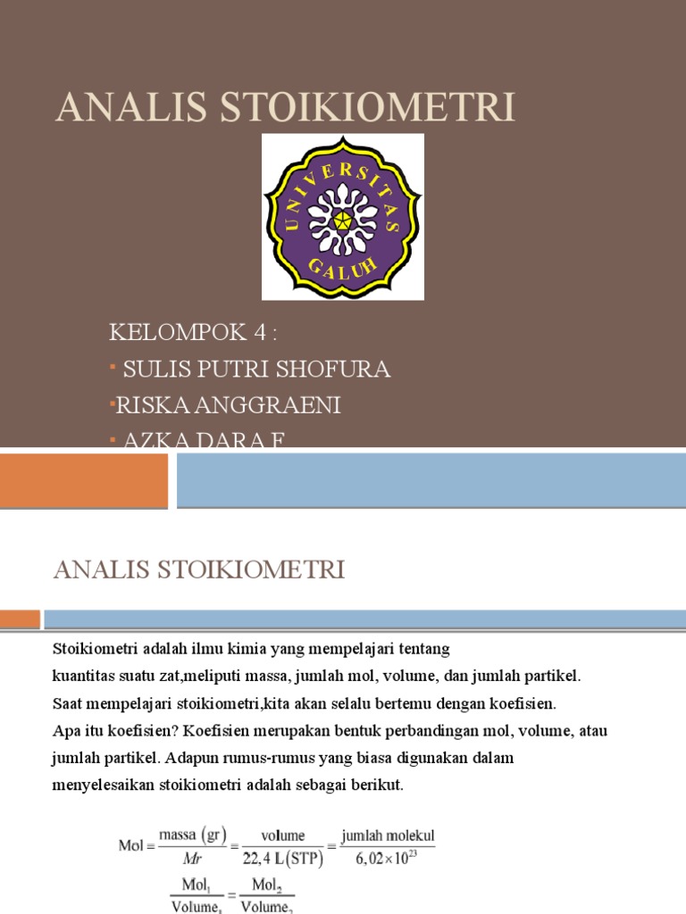Analisis Stoikiometri dan Hukum Kimia | PDF | Metode & Bahan Ajar ...