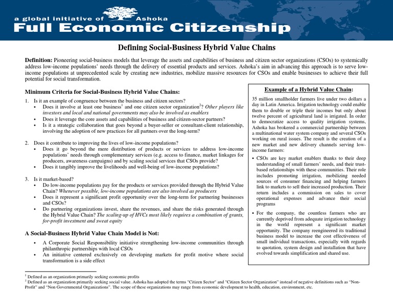 Social-Business Hybrid Value Chains Explained | PDF | Poverty | Poverty ...
