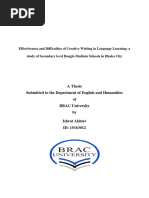 A Thesis Submitted To The Department of English and Humanities of BRAC University by Ishrat Akhter ID: 15163012