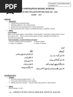 Entrance Test Syllabus 2021-2022