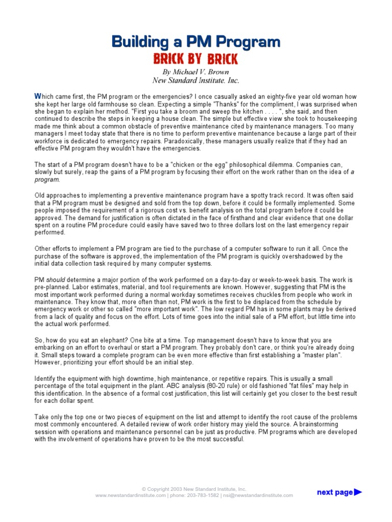 Building A PM Prog | PDF | Calibration | Belt (Mechanical)