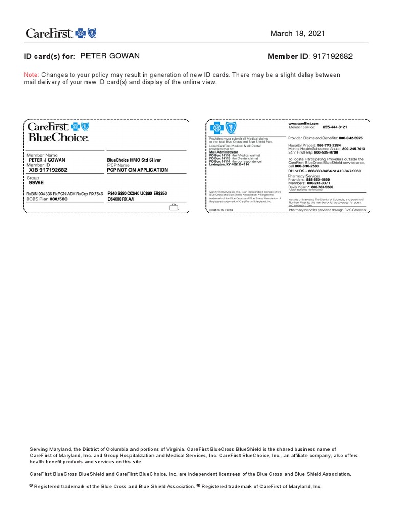 CareFirst ID Card Information | PDF